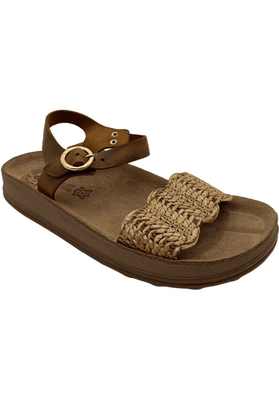 Fantasy Sandals Ankle Strap Wedge Sandals Molly Taupe - Medium